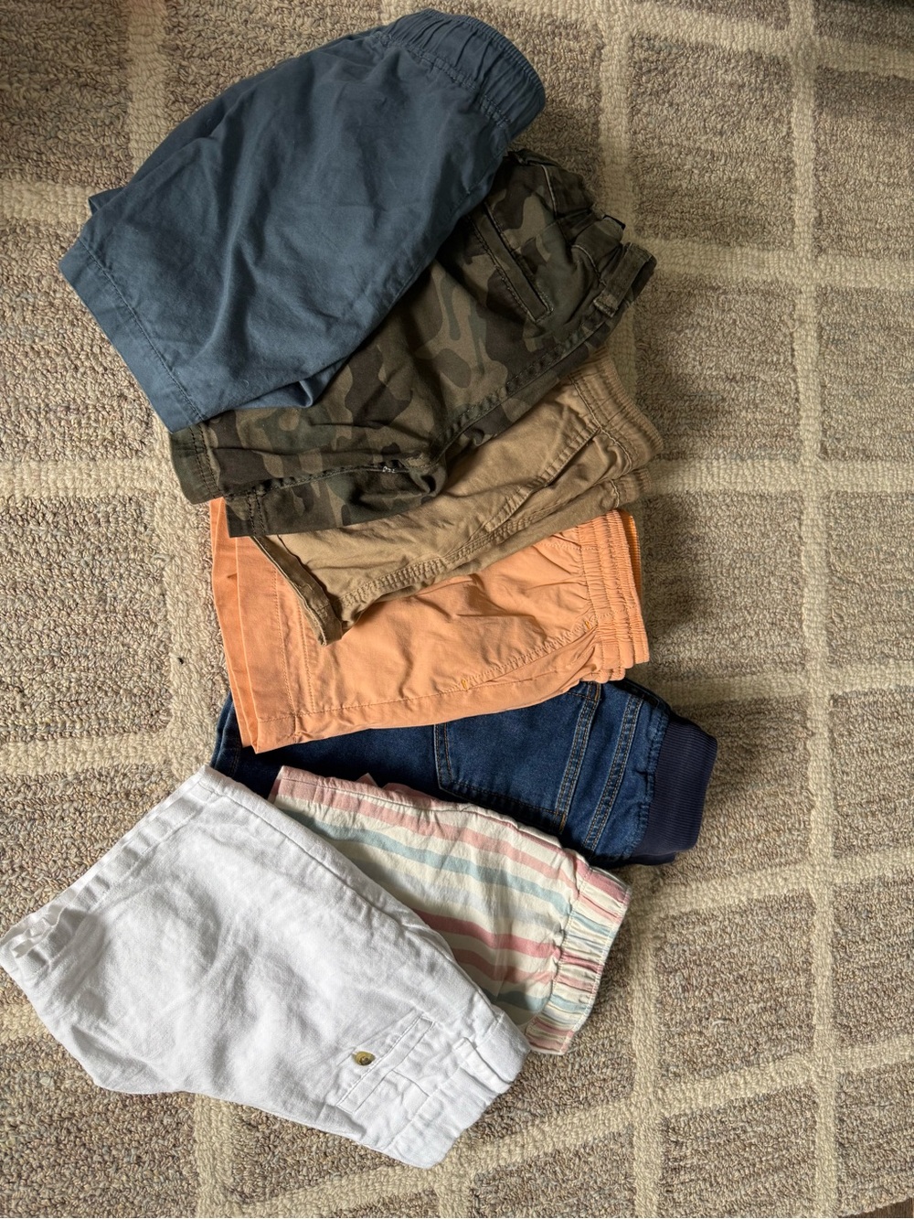 Men's Casual Elastic-Waist Shorts - Blue, Camouflage, Tan, Peach, Denim, White